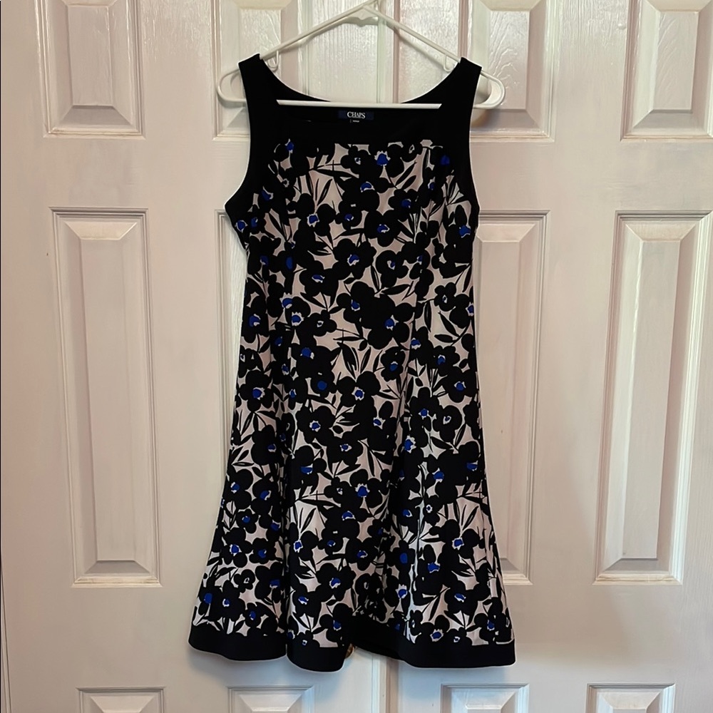 Chaps Black and Cream Sleeveless Dress